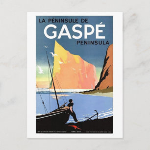 Carte Postale Péninsule de Gaspé, pêcheur sur la côte, vintage