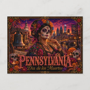 Carte Postale Pennsylvania Día de los Muertos Rétro