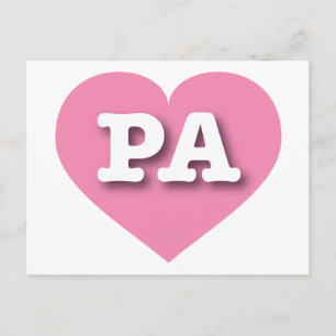 Carte Postale Pennsylvania Pink Heart - I love PA