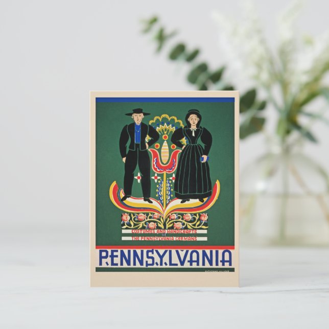 Carte Postale Pennsylvanie, affiche de voyage vintage, (Debout devant)
