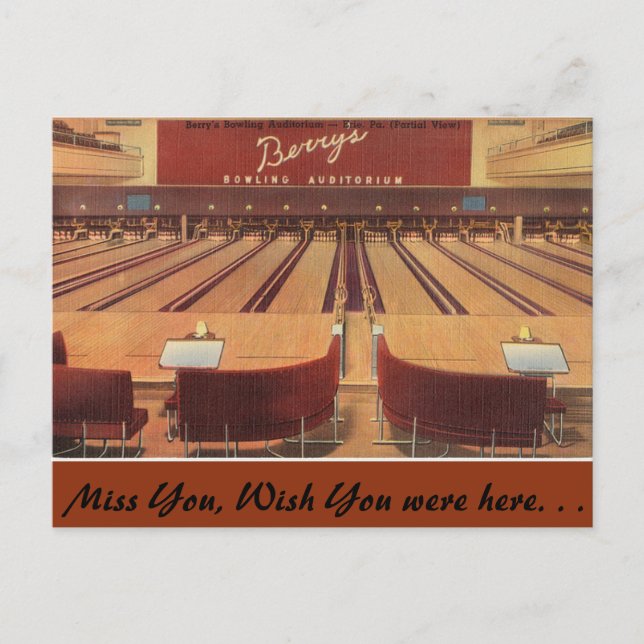 Carte Postale Pennsylvanie, Berry's Bowling, Erie (Devant)