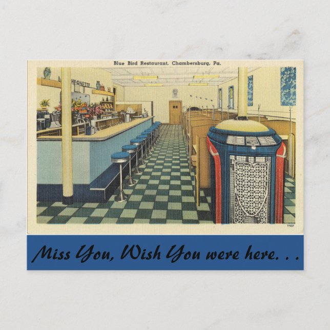 Carte Postale Pennsylvanie, Blue Bird Restaurant, Chambersburg (Devant)