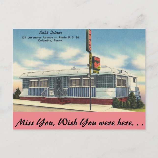 Carte Postale Pennsylvanie, Bob's Diner, Columbia (Devant)