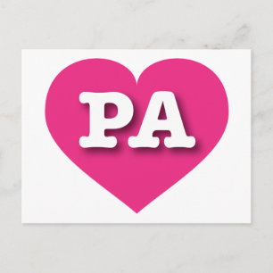 Carte Postale Pennsylvanie Hot Pink Heart - I love PA