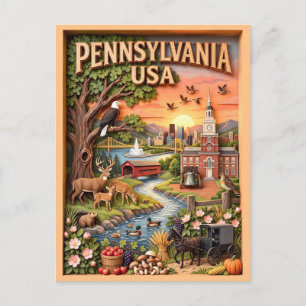Carte Postale Pennsylvanie Lieux de voyage Faune Nature Art