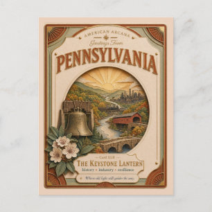 Carte Postale Pennsylvanie Papier découpé Vintage Américain Arca