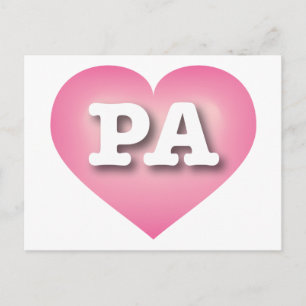 Carte Postale Pennsylvanie Pink Fade Heart - I love PA