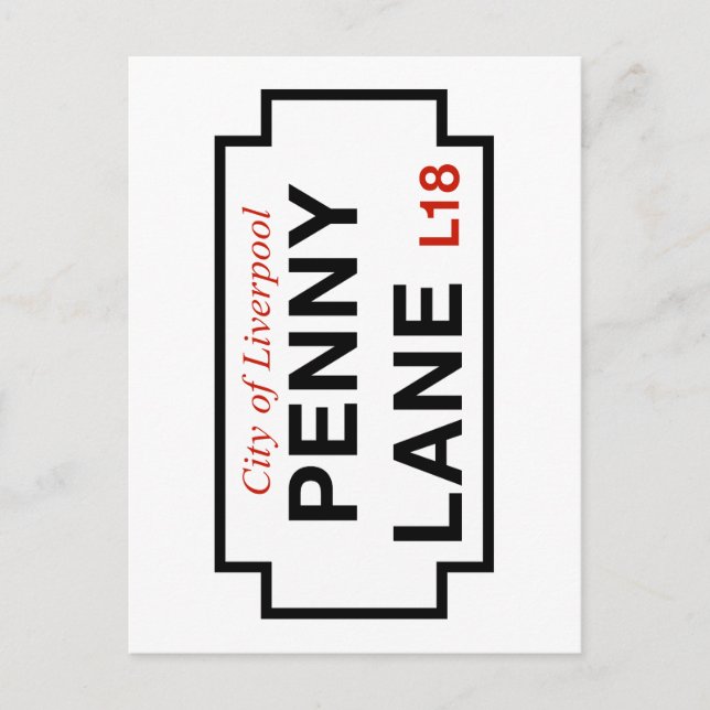 Carte Postale Penny Lane, panneau de rue, Liverpool, Royaume-Uni (Devant)