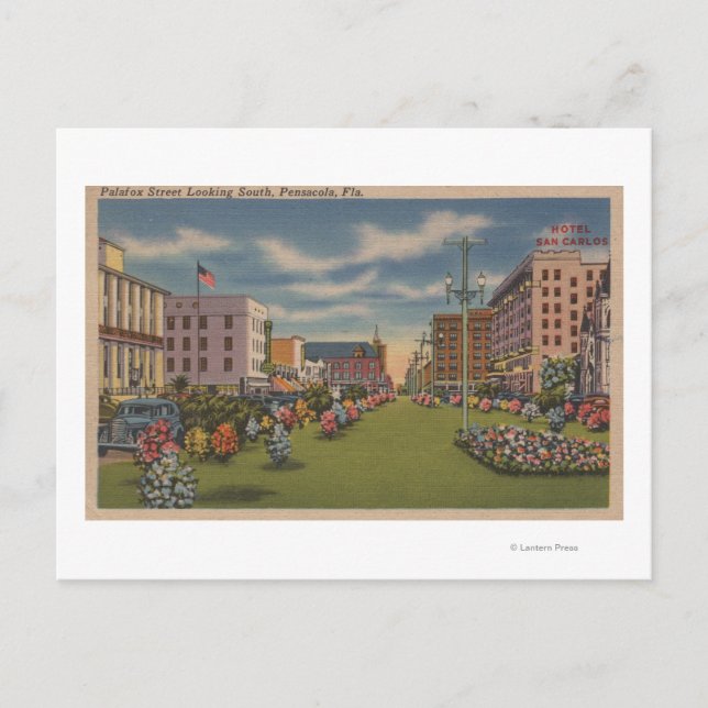 Carte Postale Pensacola, FL - Vue Sud de Palafox (Devant)
