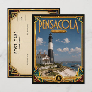 Carte Postale Pensacola Floride Art Déco Vintage Âge d'Or