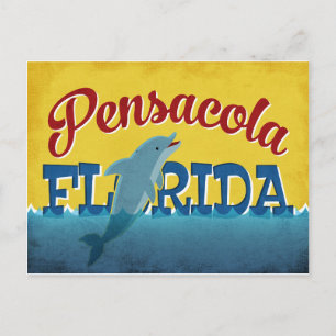 Carte Postale Pensacola Floride Dolphin Vintage voyage rétro