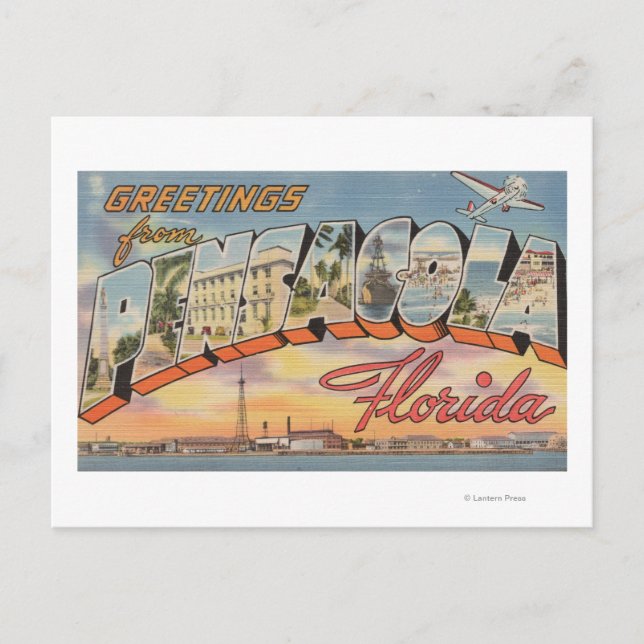 Carte Postale Pensacola, Floride - Grandes Lettres Scènes 2 (Devant)