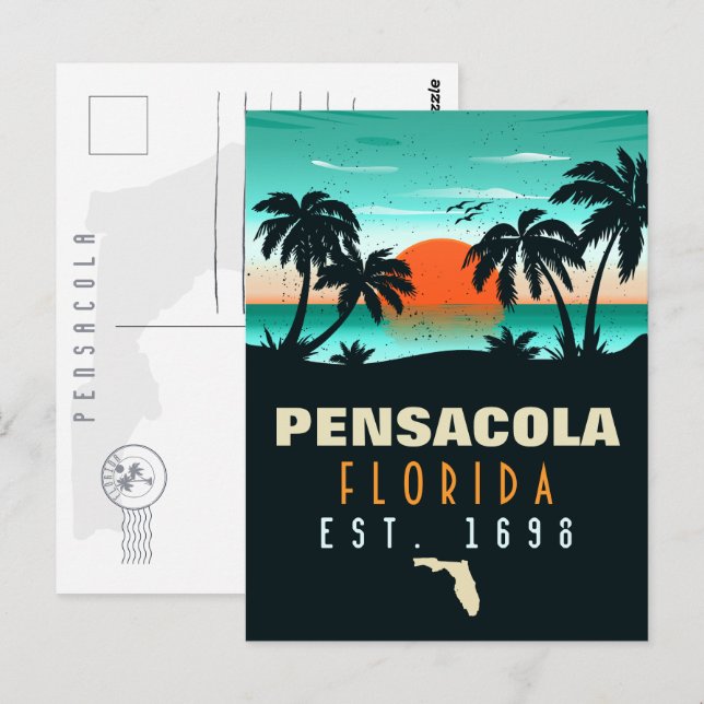 Carte Postale Pensacola Floride tropicale Retro Sunset Souvenirs (Devant / Derrière)