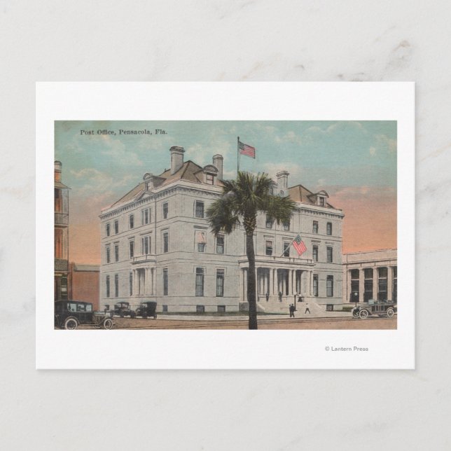 Carte Postale Pensacola, Floride - Vue extérieure de la poste (Devant)