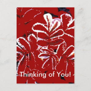 Carte Postale Pensant à toi ~ Feuilles rouges en hiver