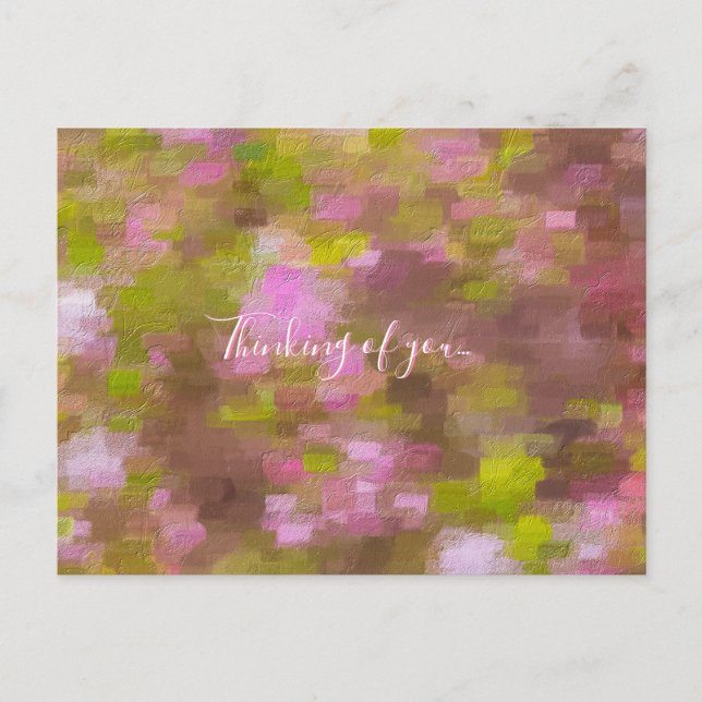 Carte Postale Pensées Abstraites de Saison Printanière Roses Pou (Devant)