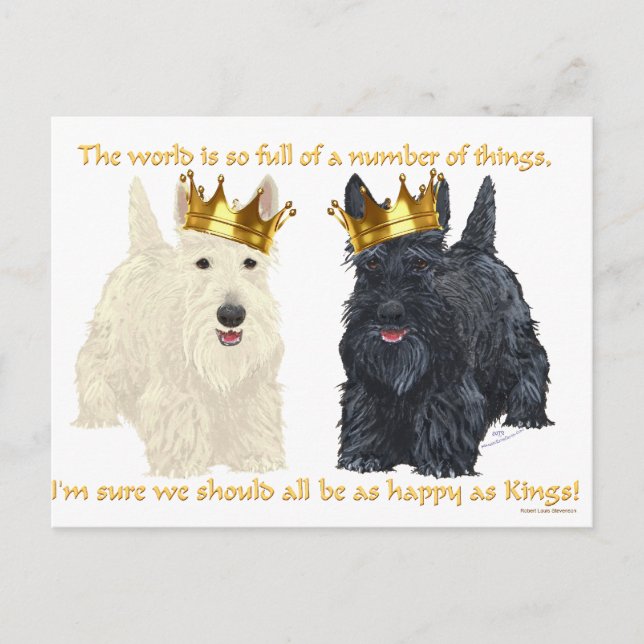 Carte Postale Pensées heureuses de Scottish Terriers (Devant)