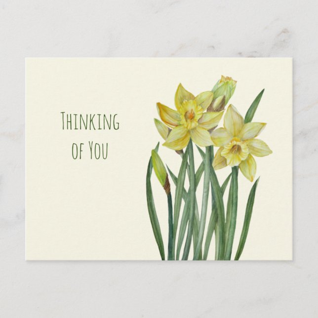 Carte Postale Penser à votre aquarelle Daffodils Illustration (Devant)