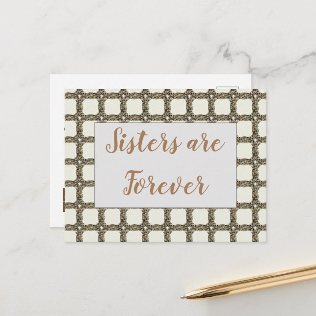 Carte Postale Penser à vous Chaîne d'or Aimer vous soeur (Devant/Arrière en situation)