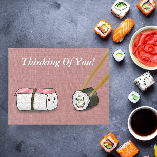Carte Postale Penser À Vous Kawaii Sushi Rolls