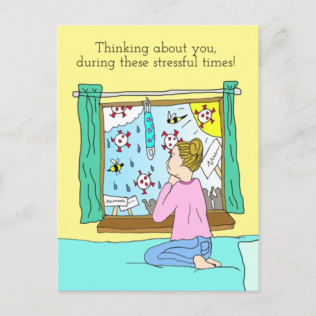 Carte Postale Penser à vous pendant ces temps stressants (Devant)