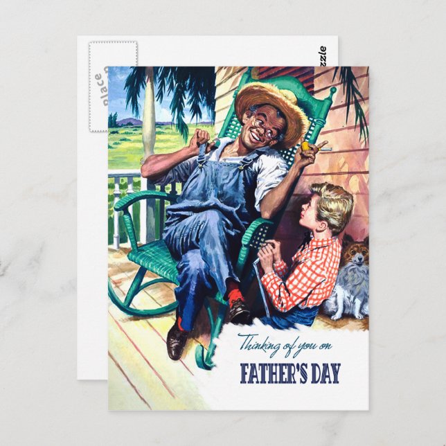 Carte Postale Penser à vous sur la Fête des pères (Devant / Derrière)