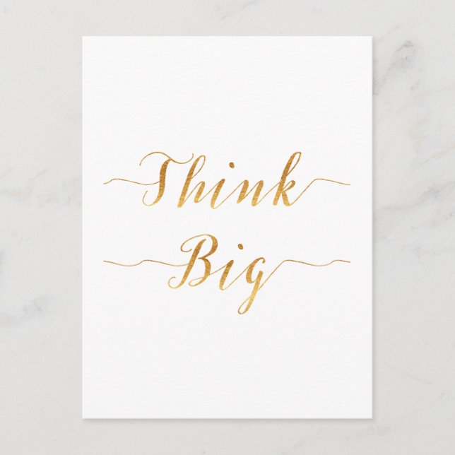 Carte Postale Pensez Gros Devis Gold Faux Foil Devis Blanc (Devant)