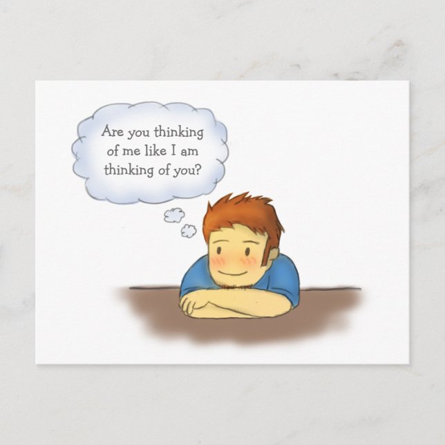 Carte Postale Pensez-vous à moi, Guy pensant à Fille (Devant)
