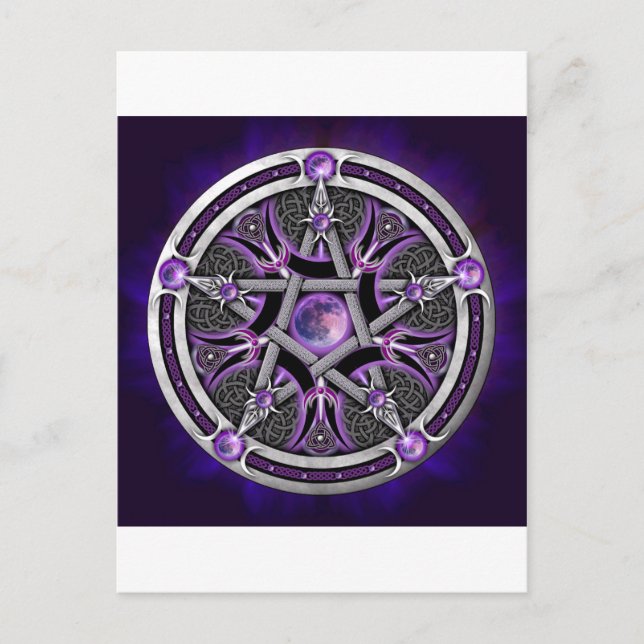 Carte Postale Pentacle De La Lune Violette (Devant)