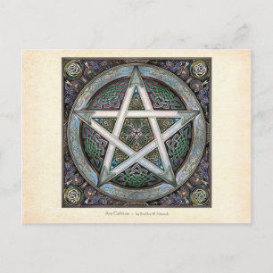 Carte postale Pentacle en réseau argenté