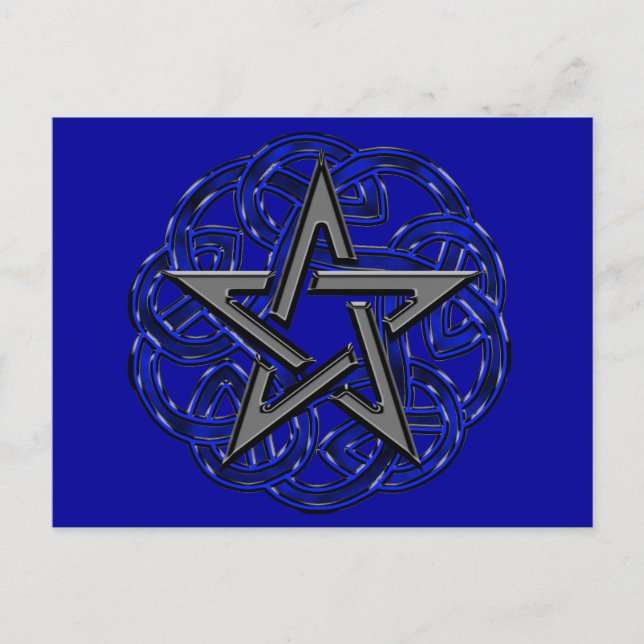 Carte postale Pentagramme celtique noir et bleu (Devant)