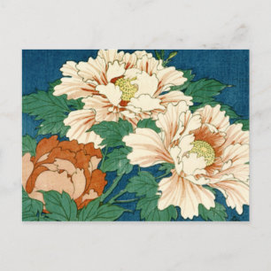 Carte Postale Peonies vintages en bleu