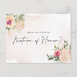 Carte postale Peony and Gold Bloom Matron of Honor
