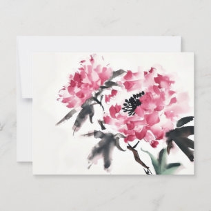 Carte Postale Peony Japonais peinture d'art minime