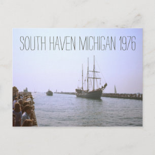 Carte Postale People Pier South Haven Michigan Tall Ship 1976