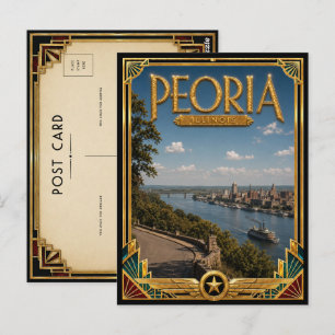 Carte Postale Peoria Illinois Art Déco vintage de l'âge d'or