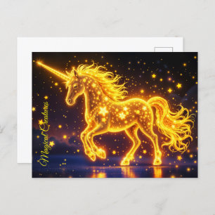 Carte Postale Pépinière or licorne design parties scintillant ar