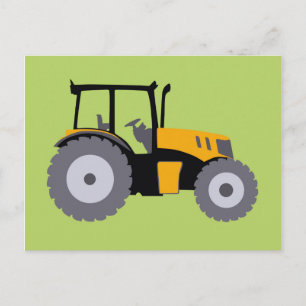 Carte Postale Pépinière tracteur jaune illustration camion à ben