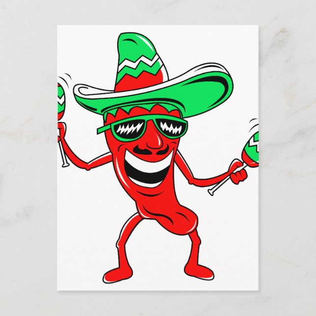 Carte Postale Pepper maracas sombrero lunettes de soleil.png (Devant)
