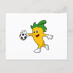 Carte Postale Pepper Vegan comme joueur de football avec Soccer.