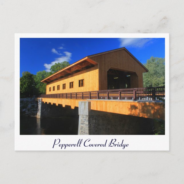 Carte Postale Pepperell MA Nouveau pont couvert (Devant)