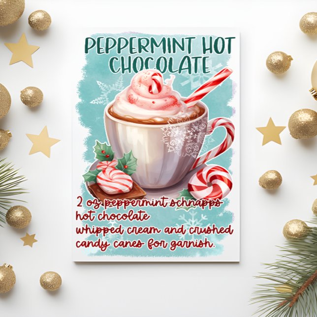 Carte Postale Pepperment Hot Chocolate Noël Salutation (Créateur téléchargé)