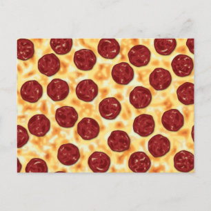 Carte Postale Pepperoni Pizza Motif