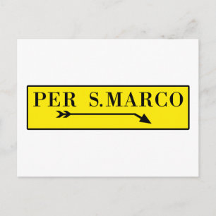 Carte Postale Per San Marco, Venise, Panneau de rue italien