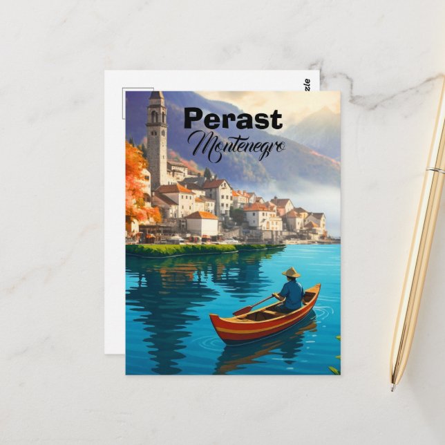 Carte Postale Perast Montenegro Impression de voyage, Perast Mon (Devant/Arrière en situation)