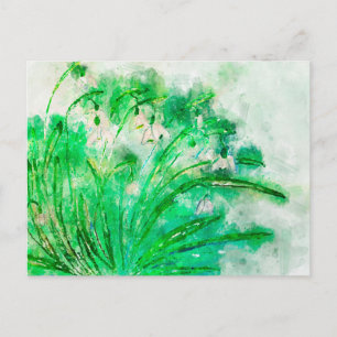 Carte Postale Perce-neige aquarelle. Aquarelle de fleurs peinte.