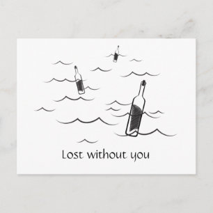 Carte Postale Perdu sans vous design moderne noir et blanc