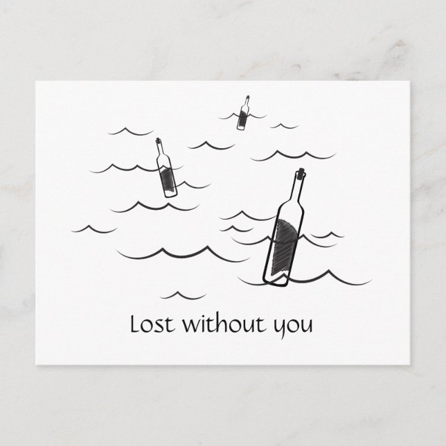 Carte Postale Perdu sans vous design moderne noir et blanc (Devant)