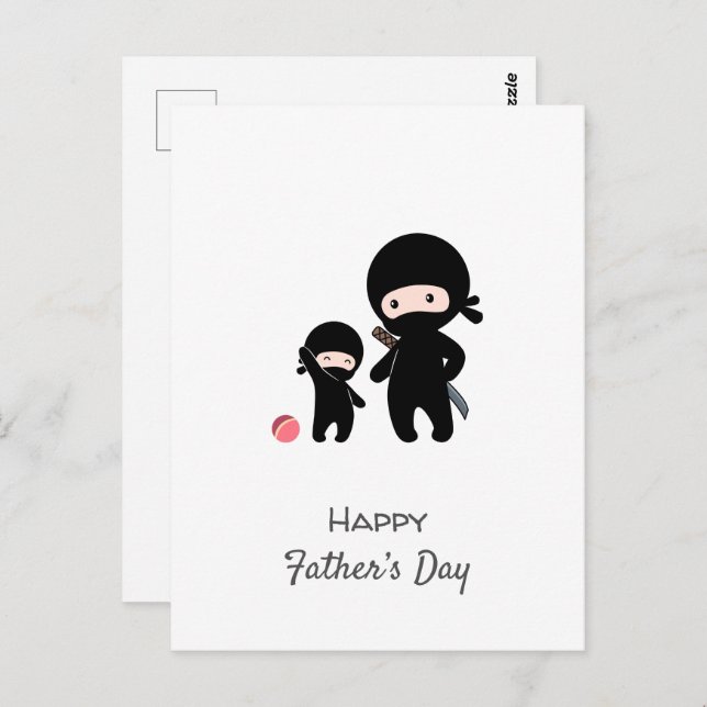 Carte postale père et enfant Ninja (Devant / Derrière)
