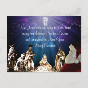 Carte Postale père Noël à la Nativité